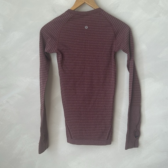 Lululemon Swiftly Tech Long Sleeve Crew Tonka Stripe Heathered Rust Berry 2 XS - Picture 7 of 7